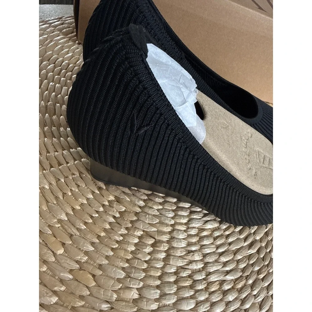 Vivaia Margot Square-Toe‎ Wedge Pumps Knit Sustainable Shoes EU/38 US/7-7.5